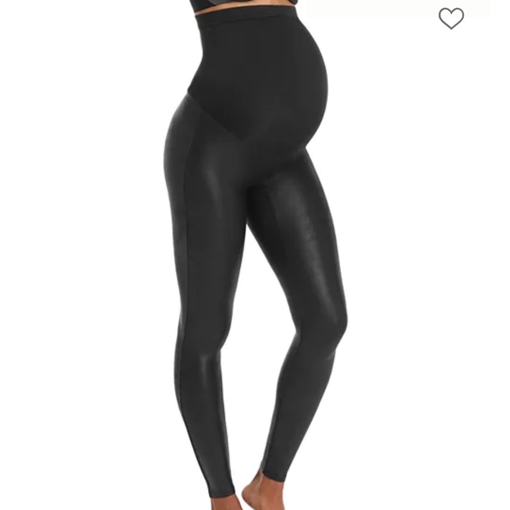 Spanx Maternity High-Waist Faux Leather Leggings - Black